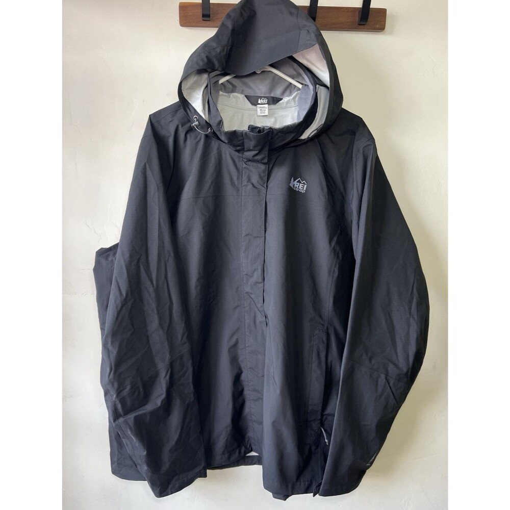 REI Co-op Peak 2.5L Hooded Rain Jacket Gray 3XL Big & Tall Men's Full Zip